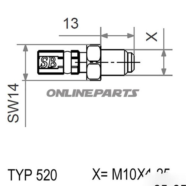Typ520 M10x1.25 Blackmale Thread Fixed Vario