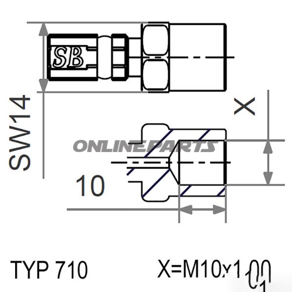 Typ710 M10x1.00 Blackfemale Thread Fixed Vario
