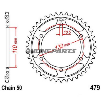 Rear Sprocket 47 Tooth Pitch 530Inner Diameter 110 Bolt Spacing 130