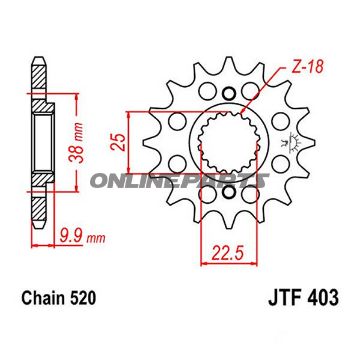Racing Fortandhjul 13Z dele 520 fint tandet indre diameter 22.5/25