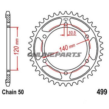 Rear Sprocket 49 Tooth Pitch 530Inner Diameter 120 Bolt Spacing 140