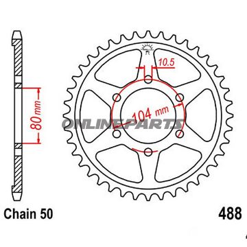 Rear Sprocket 43 Tooth Pitch 530Inner Diameter 80 Bolt Spacing 104