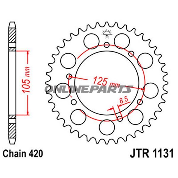 Rear Sprocket 58 Tooth Pitch 420Inner Diameter 105 Bolt Spacing 125