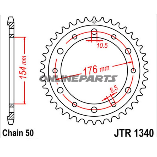Rear Sprocket 43 Tooth Pitch 530Inner Diameter 154 Bolt Spacing 176