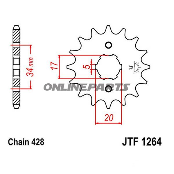 Front Sprocket 16Tooth Pitch 428Large Spline 5 Mm 17/20