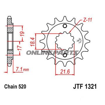 Front Sprocket 13Tooth Pitch 520Narrow Spline 18.4/21.6