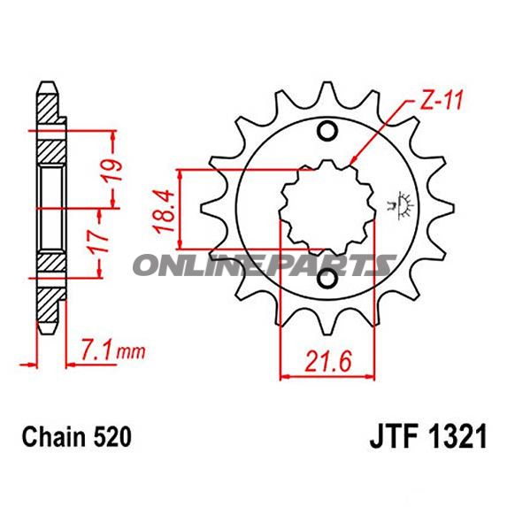 Front Sprocket 13Tooth Pitch 520Narrow Spline 18.4/21.6