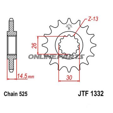 Front Sprocket 17Tooth Pitch 525Narrow Spline 26/30