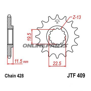 Front Sprocket 14Tooth Pitch 428Narrow Spline 19.5/22.5