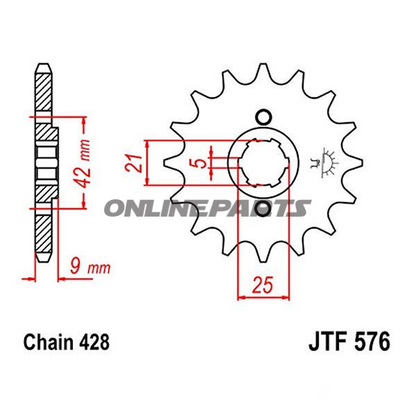 Front Sprocket 18 Tooth Pitch 428Large Spline 5 Inner Diameter 21/25