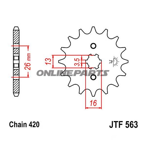 Front Sprocket 14Tooth Pitch 420Large Spline 3.5 Mm 13/16