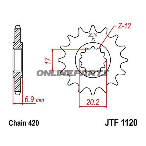 Front Sprocket 10Tooth Pitch 420Narrow Spline 17/20