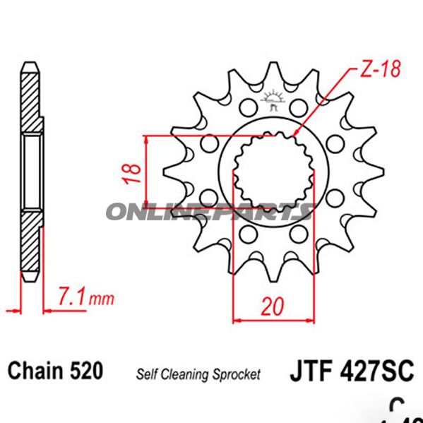 Front Sprocket Racing 12Tooth Pitch 520Narrow Spline 18/20