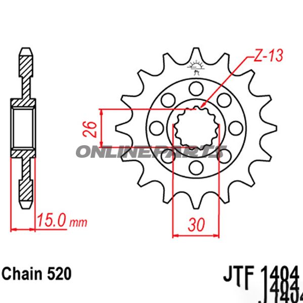 Front Sprocket 17 Tooth Pitch 520 Racingnarrow Spline 26/30