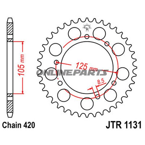 Rear Sprocket 45 Tooth Pitch 420 Blackinner Diameter 105 Lochkr 125