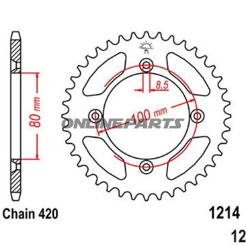 Rear Sprocket 46 Tooth 420 Pitch Swinner Diameter 080 Bolt Spacing 100