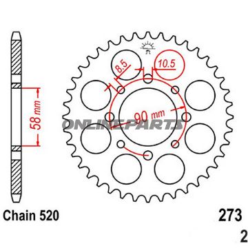 Rear Sprocket 40 Tooth 520 Silverinner Diameter 58 Bolt Spacing 90