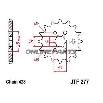 Front Sprocket 14 Tooth Pitch 428Large Spline 4Mm 14/17