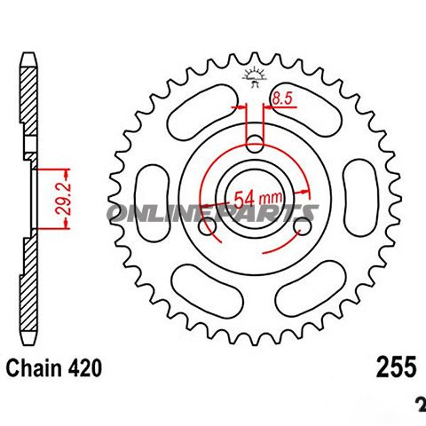Rear Sprocket 37 Tooth 420 Pitch Blackinner Diameter 29.2 Bolt Spacing 54