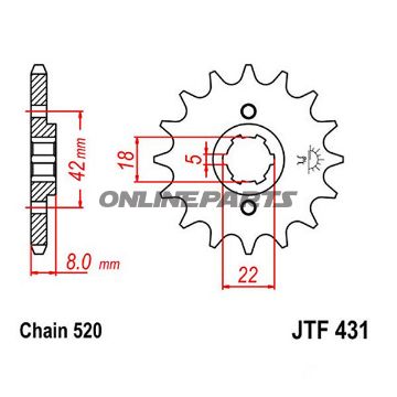 Front Sprocket 14 Tooth 520Narrow Spline 18/22