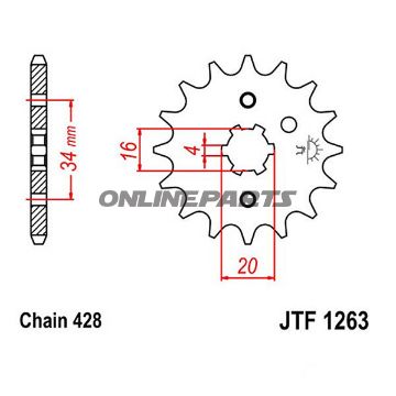 Front Sprocket 12 Tooth 428Large Spline 4Mm 16/20
