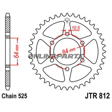 Rear Sprocket 43 Tooth Pitch 525Inner Diameter 064 Bolt Spacing 084