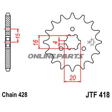 Front Sprocket 15 Tooth 428Large Spline 6Mm 16/20