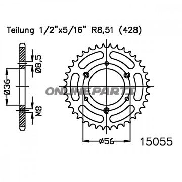 Rear Sprocket 28 Tooth Pitch 428Inner Diameter 36 Bolt Spacing 48