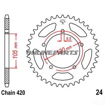 Rear Sprocket 55Tooth Pitch 420Inner Diameter 105 Bolt Spacing 120