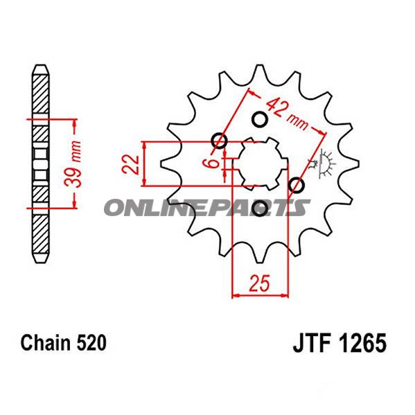 Front Sprocket 14T Pitch 520Large Spline 6Mm 22/25