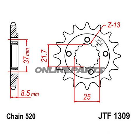 Front Sprocket 13T Pitch 520Narrow Spline 21.6/25