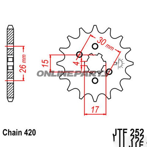 Front Sprocket 15 Tooth Pitch 420Large Spline 6 Inner Diameter 15/17