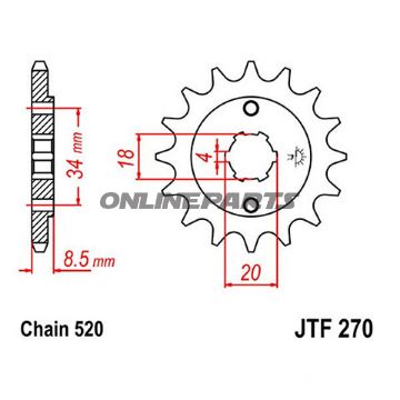 Front Sprocket 15T Pitch 520Large Spline 4Mm 18/20