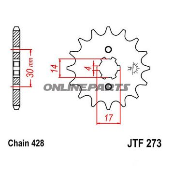 Front Sprocket 16T Pitch 428Large Spline 4Mm 14/17