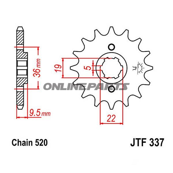 Front Sprocket 13T Pitch 520Large Spline 6Mm 19/22