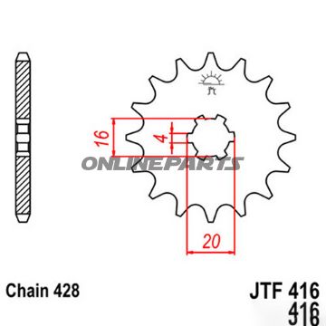 Front Sprocket 15T Pitch 428Large Spline 6Mm 16/20