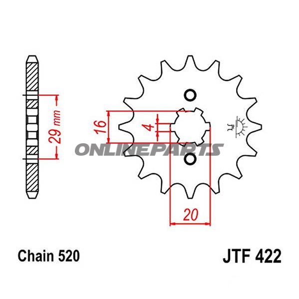 Front Sprocket 14T 520 Pitchlarge Spline 4 Inner Dia 16/20