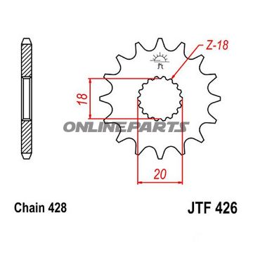 Front Sprocket 13T Pitch 428Narrow Spline 18/20
