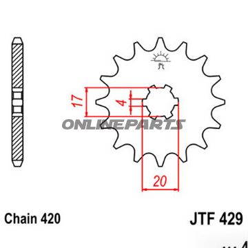Front Sprocket 15 Tooth Pitch 420Large Spline 6 Inner Diameter 17/20