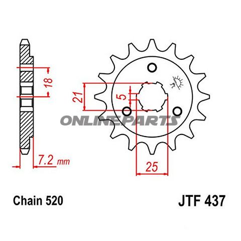 Front Sprocket 14T Pitch 520Large Spline 5Mm 21/25