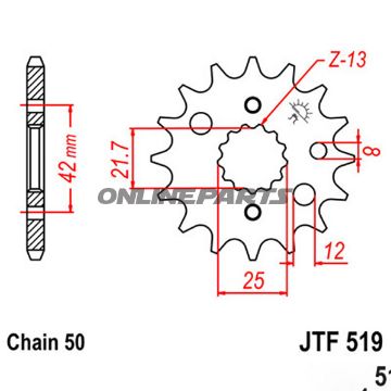 Front Sprocket 16T Pitch 530Narrow Spline 21.7/25