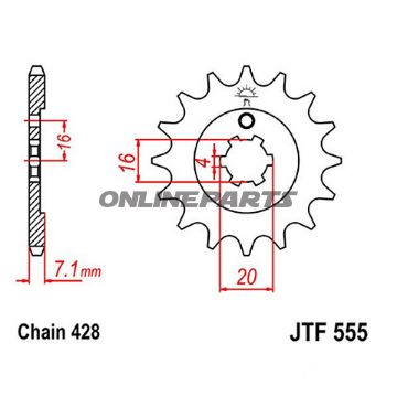Front Sprocket 15T Pitch 428Large Spline 4Mm 16/20
