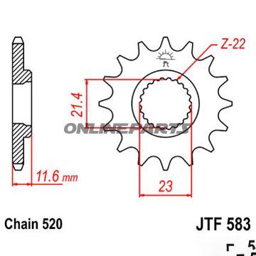 Front Sprocket 14T Pitch 520Narrow Spline 21.4/23
