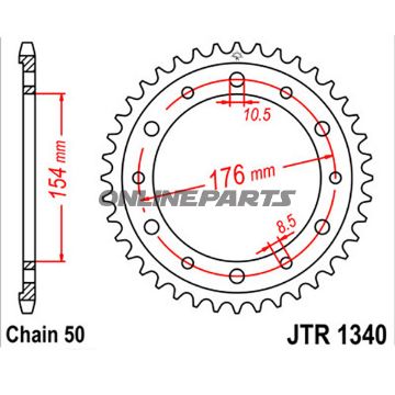 Rear Sprocket 45Tooth Pitch 530Inner Diameter 154 Bolt Spacing 176