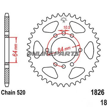 Rear Sprocket 37Tooth Pitch 520Inner Diameter 064 Bolt Spacing 084