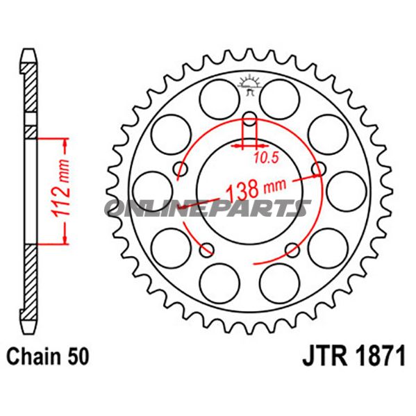 Rear Sprocket 50Tooth Pitch 530Inner Diameter 112 Bolt Spacing 138
