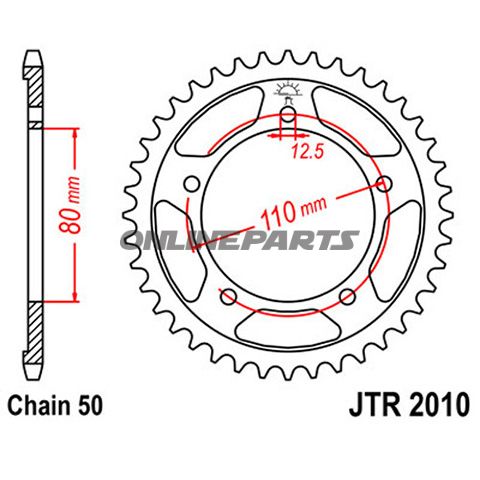 Rear Sprocket 43T Pitch 530 Silverinner Diameter 080 Bolt Spacing 110