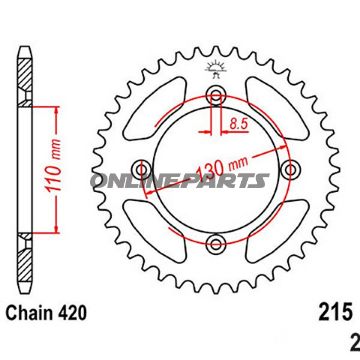 Rear Sprocket 49 Tooth Pitch 420Inner Diameter 110 Bolt Spacing 130