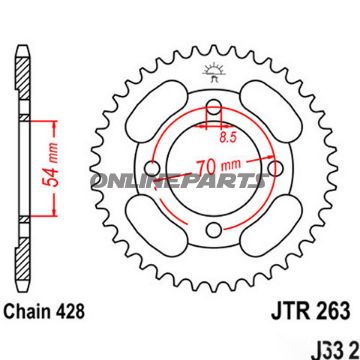 Rear Sprocket 38Tooth Pitch 428Inner Diameter 054 Bolt Spacing 070