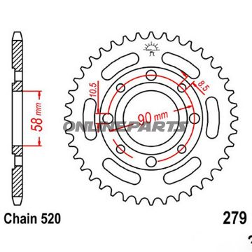 Rear Sprocket 32Tooth Pitch 520Inner Diameter 058 Bolt Spacing 090